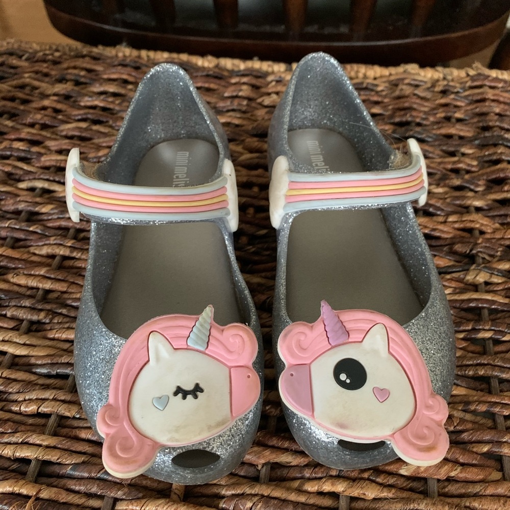 Mini Melissa unicorn silver shoes size 10